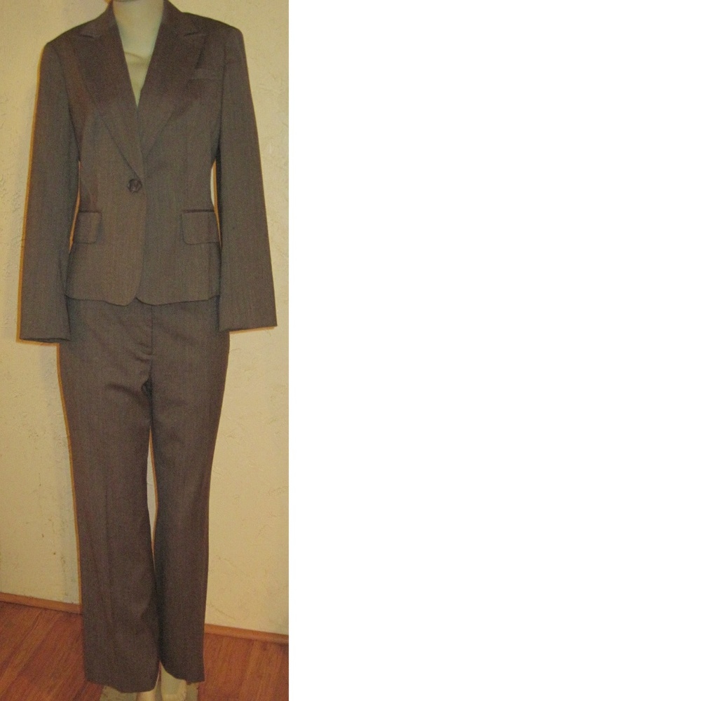 Ann Taylor Loft Brown Textured Pant Suit